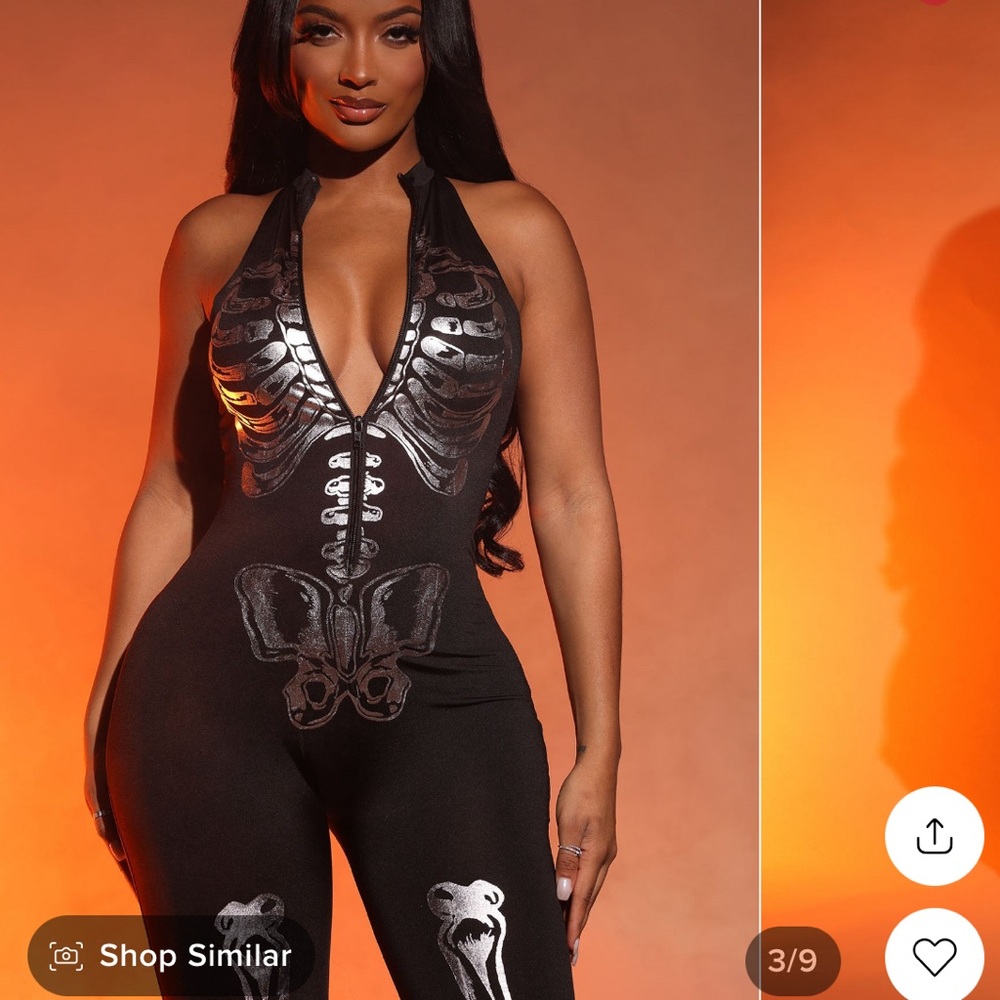 Sexy skeleton Halloween jumpsuit 1 piece small med
